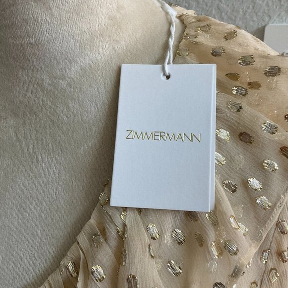 Zimmermann Ruffled Metallic Silk Wrap Minidress - Picture 7 of 10